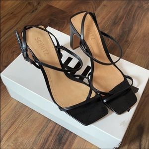 Schutz Black Strappy Sandals